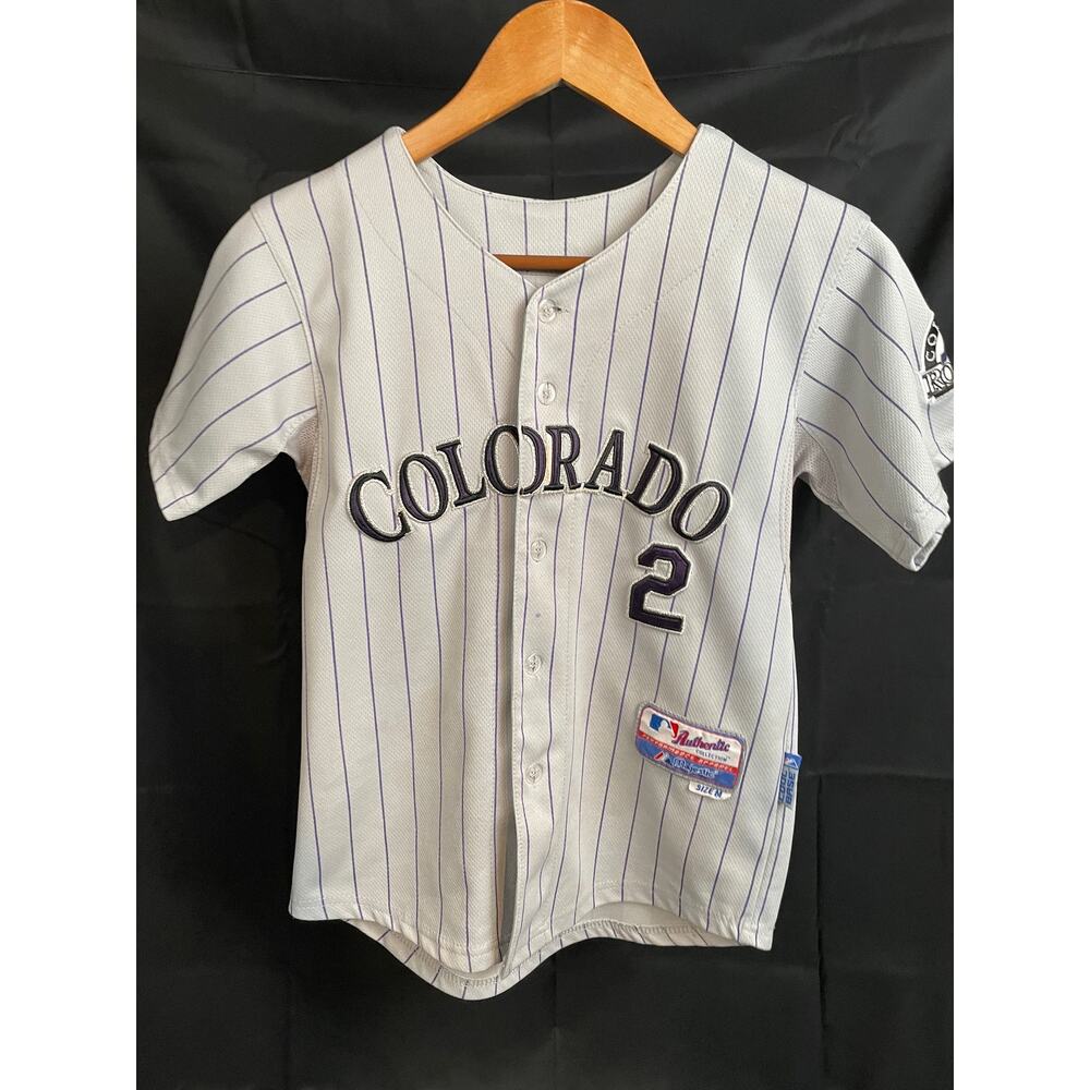 Colorado Rockies Troy Tulowitzki #2 Majestic MLB Jersey Youth Medium Pinstripe